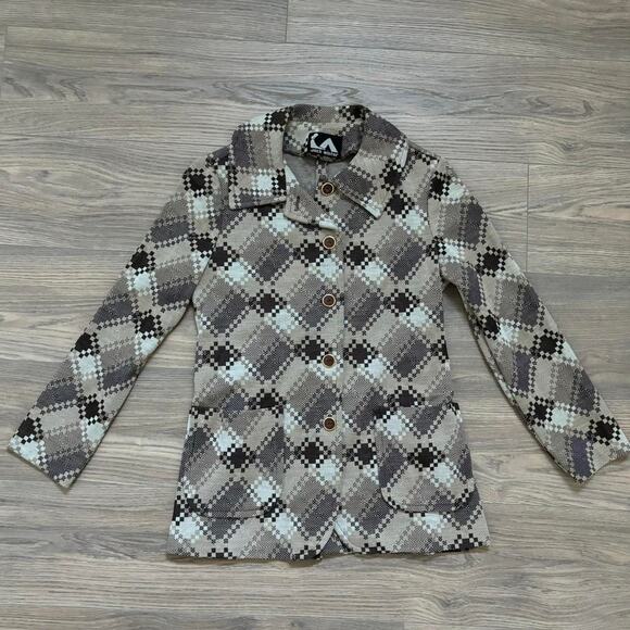 Chocolate Brown Plaid Suit  Vintage 1970s Sz Small - Picture 4 of 8